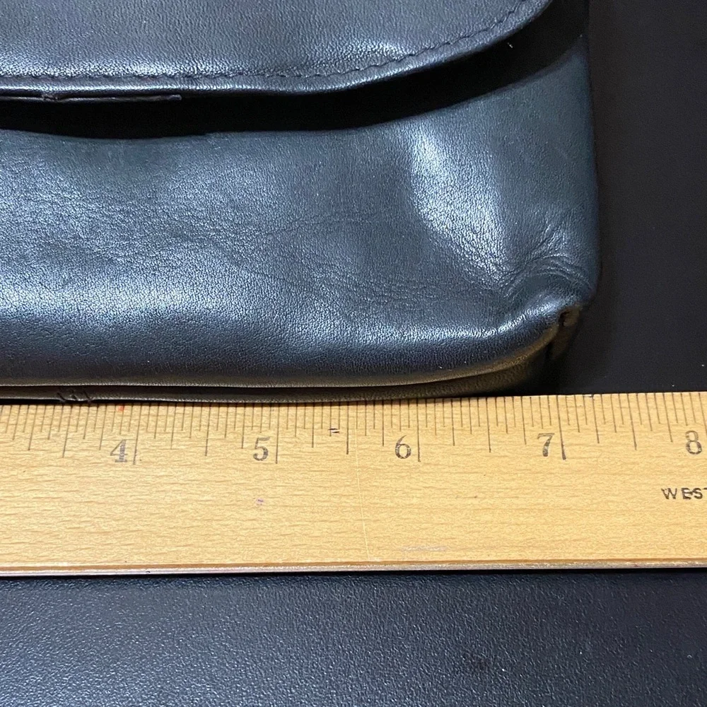 Vintage Black soft Leather wallet checkbook pouch Bag
